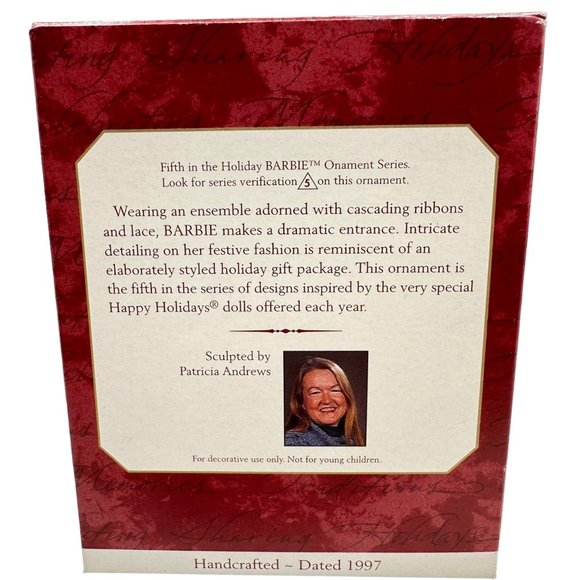 Hallmark Keepsake Ornament Holiday Barbie 1997 Christmas Collector's Series Vint - Picture 2 of 8